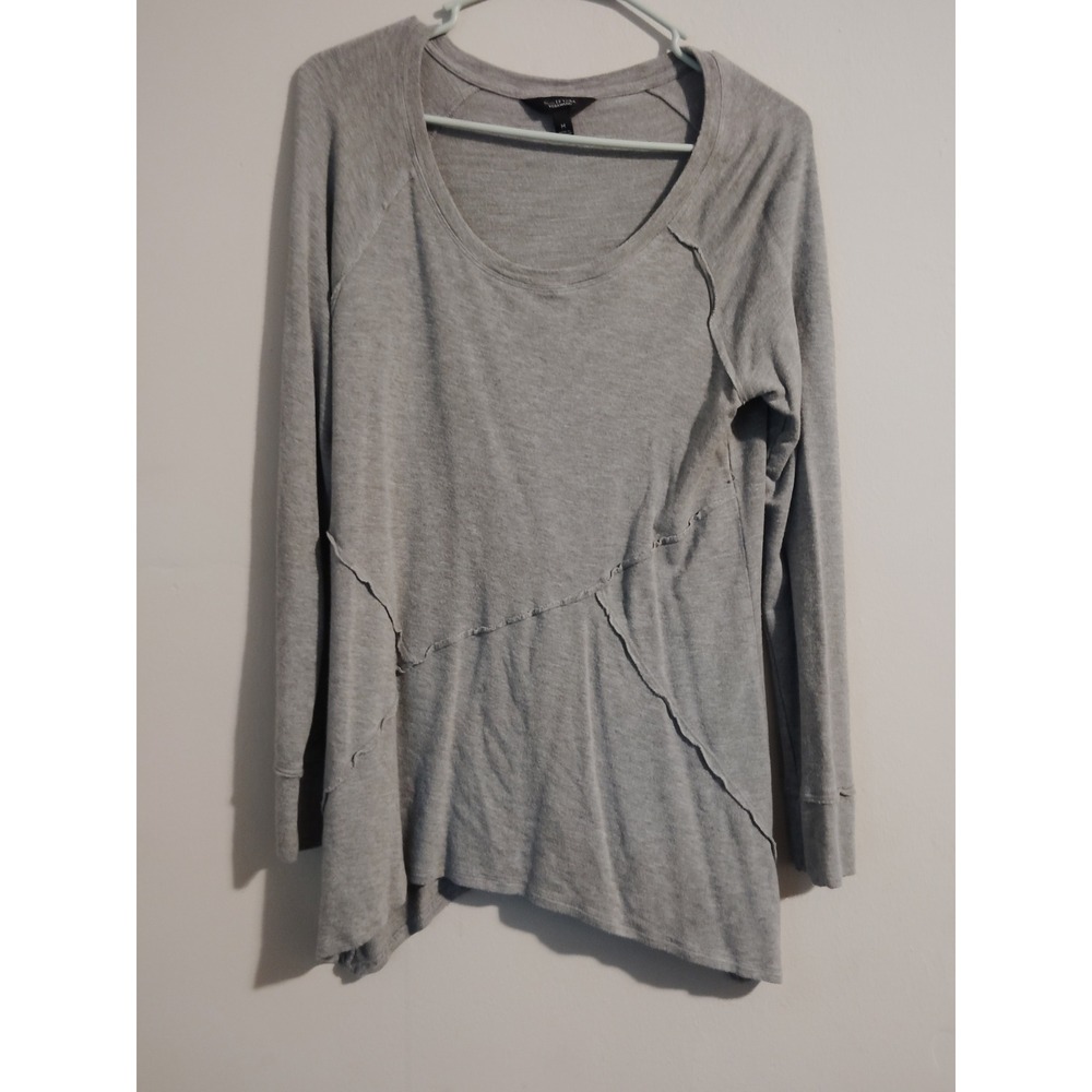 Simply Vera Vera Wang Women's Gray Long Sleeve Exposed Seam Knit Top Size Medium